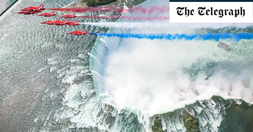 Watch: Red Arrows perform fly-past over Niagara Falls on Canada tour