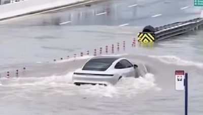 Porsche Taycan Braves Floodwaters in Dubai