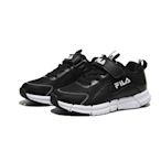 FILA 童鞋 休閒鞋 黑白 皮革 網布 黏帶 運動鞋 中大童 3J803W001