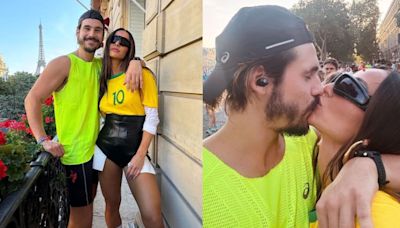 Sabrina Sato dá beijo em Nicolas Prattes antes dele correr a maratona de Paris: 'Meu atleta está pronto'