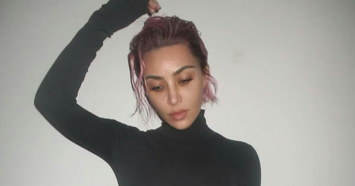 Kim Kardashian Debuts A 'Pastel Grunge' Pink Pixie Cut