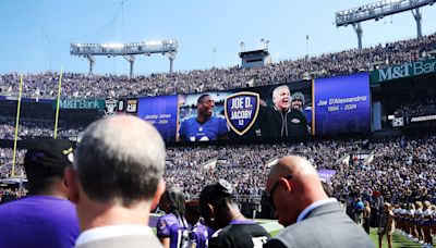 WATCH: Ravens honored Jacoby Jones and Joe D'Alessandris before matchup with Raiders