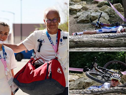 French cyclist knocked-out in HORROR Olympic crash pictured bandaged