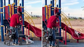 Hearts melt over clip of man playing with dog on the slide: "How beautiful"