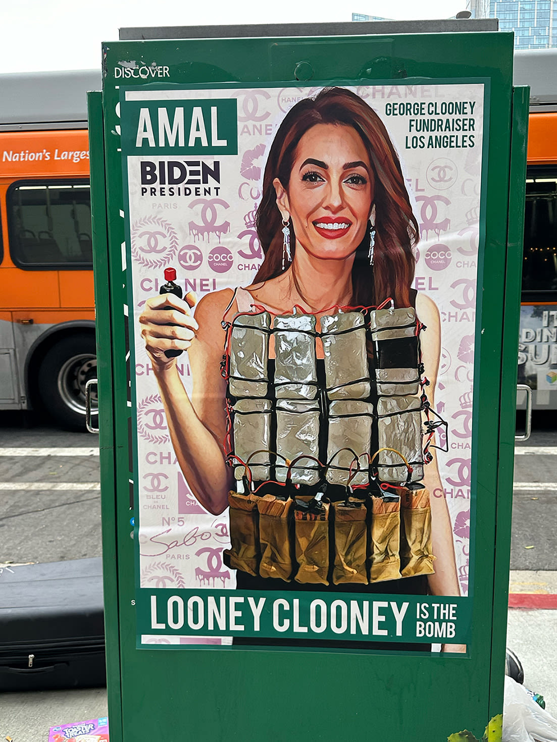 Joe Biden, George and Amal Clooney mocked in street art ahead of fundraiser