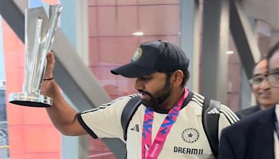 Viral video: Rohit Sharma flaunts T20 World Cup trophy upon arrival in Delhi