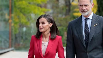 Queen Letizia of Spain stuns in scarlet as she joins King Felipe to pay tribute to Spanish Olympians