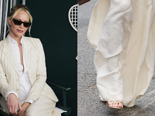 Poppy Delevingne Shines at Wimbledon Day One in Barely-There Metallic Sandals