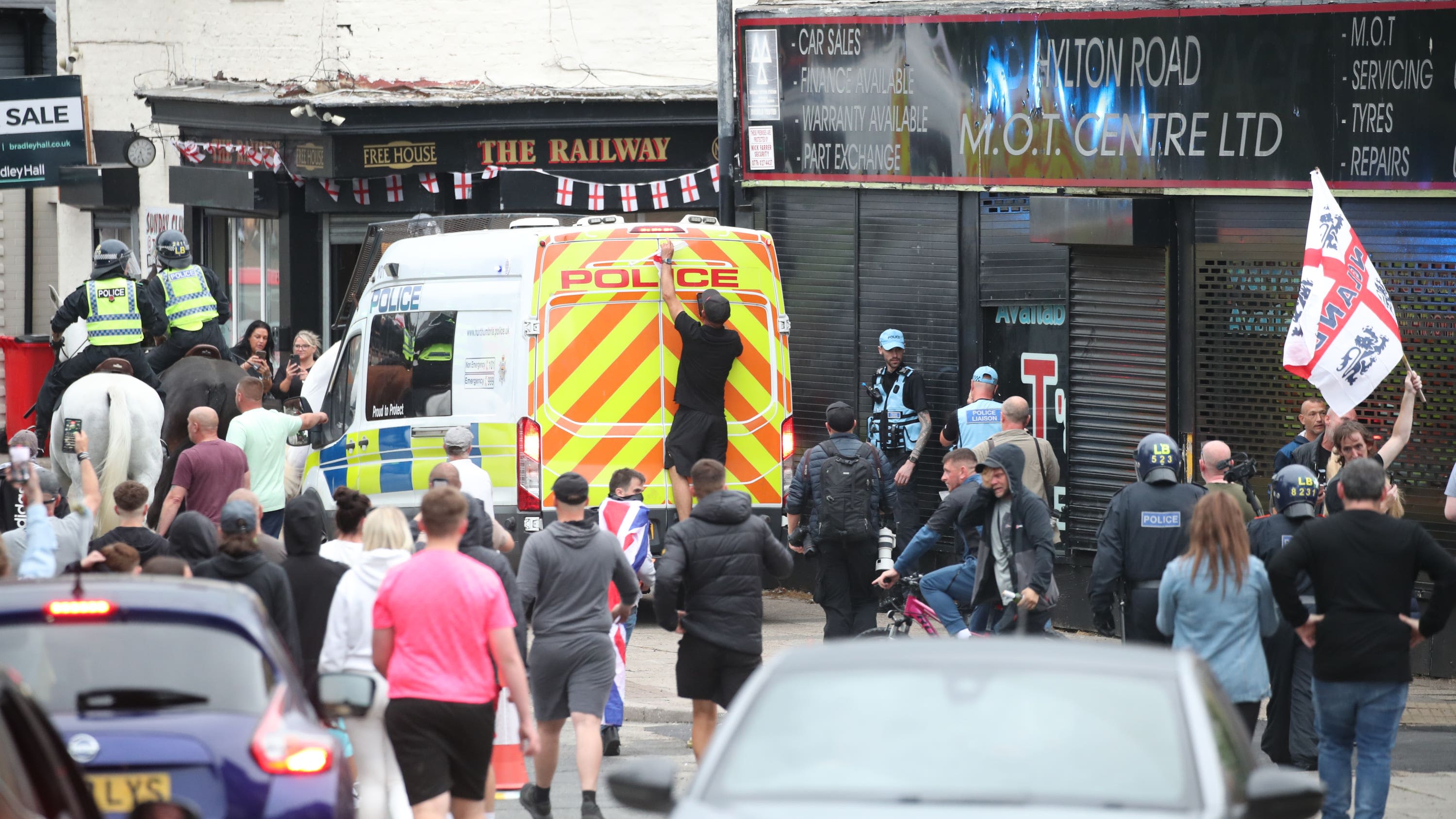 Planned protests begin across UK after ‘unforgivable’ violence in Sunderland