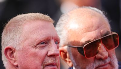 Boris Becker mit "Ersatzvater" Tiriac auf dem roten Teppich in Cannes