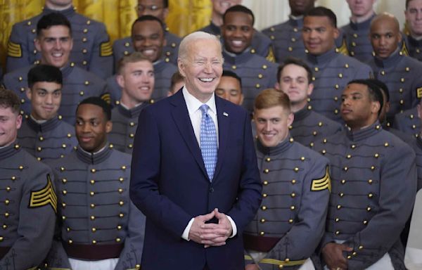 Biden recognizes US Military Academy with trophy for besting other service academies in football