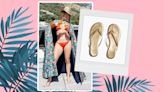 Jennifer Lopez wears these gold flip flops everywhere & I agree they go with everything