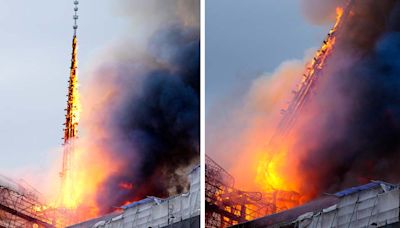 Historic Copenhagen stock exchange in Denmark goes up in flames