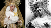 La Virgen del Rocío con una corona del Rosario de Montesión recreando una antigua estampa
