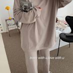 韓國BOITY簡約純色針織睡衣可外穿圓領寬鬆親膚絨百搭ins家居服套