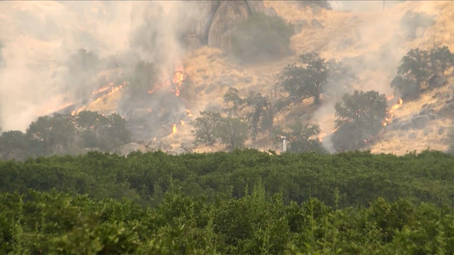 Fires in Fresno County hills continue to burn