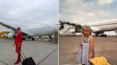 Una niña aficionada a la aviación se tomó una foto junto a un avión en 1999 y la recreó 20 años después como sobrecargo