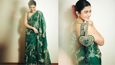 Rashmika Mandanna Reinstates Her ‘National Crush’ Title In Green Custom Torani Saree And Potli; Guess Price?