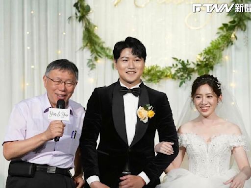 影／「學姐」黃瀞瑩結婚披婚紗美翻 柯文哲虧：少子化靠你們解決