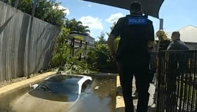 Sunday drive goes horribly wrong after car ploughed through fence