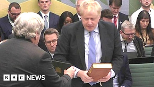 Boris Johnson swears on Bible to tell truth