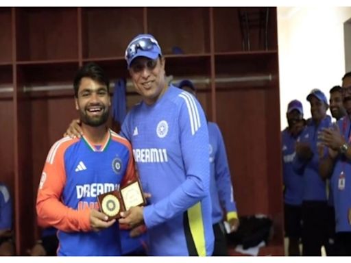 VVS Laxman Presents Rinku Singh With 'Fielder Of The Series' Award After India's 4-1 Triumph Over Zimbabwe