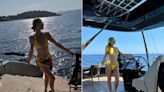 Paris Hilton Was "Out Of Office" To Rival The Setting Sun In A Yellow Swim Set