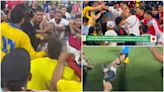 Crazy scenes as Darwin Nunez & Uruguay players jump into crowd to fight Colombia fans after game