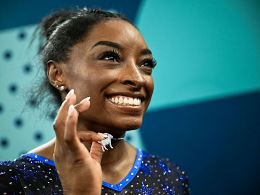 Simone Biles cements her GOAT status in Paris with ... a diamond goat necklace
