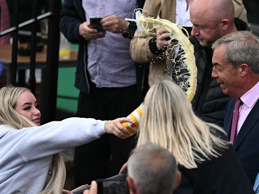 Nigel Farage has milkshake thrown over him after launching general election campaign