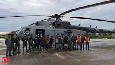 IAF rescues 13 fishermen stranded on Brahmaputra island in Assam, 3 dead in Mizoram landslides - The Economic Times