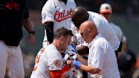 Orioles catcher James McCann shrugs off fastball to face, stays in game after being bloodied