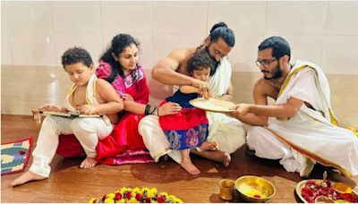 Pics: Rishab Shetty and family seek blessings at Mahaswamy temple