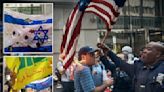 Anti-Israel protesters wave Hezbollah banner, set American flags on fire during NYC unrest