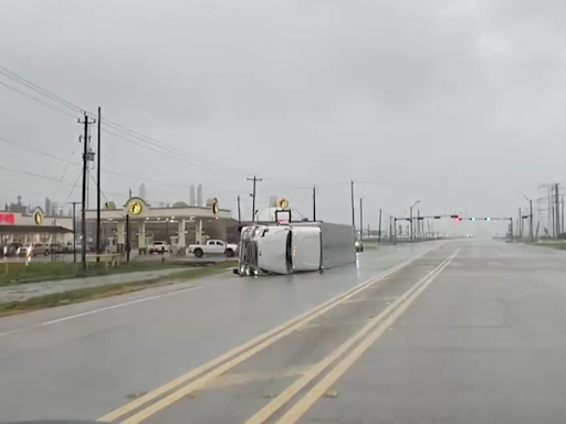 Photos: Hurricane Beryl flips semi-trucks, knocks out power after Texas landfall