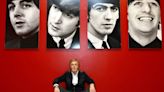 Macca sits below portraits of Beatles bandmates as he launches photo exhibition