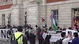 Three arrested as Pro-Palestinian protesters blockade entrance to Government department in central London