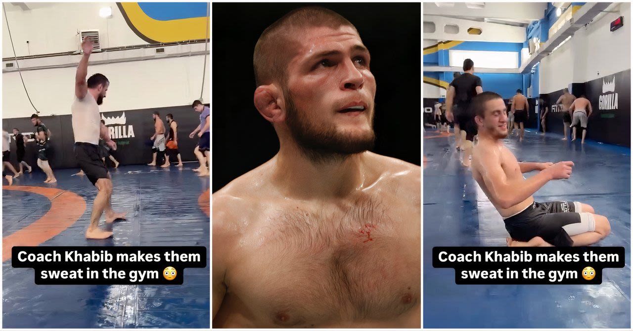 Khabib Nurmagomedov gets fighters so sweaty in the gym they use the mats like a slip and slide