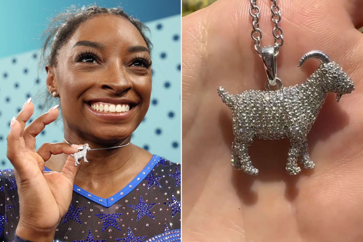 Simone Biles' Sparkling Goat Necklace Is Made with 546 Diamonds — See the Stunning Piece Up Close!