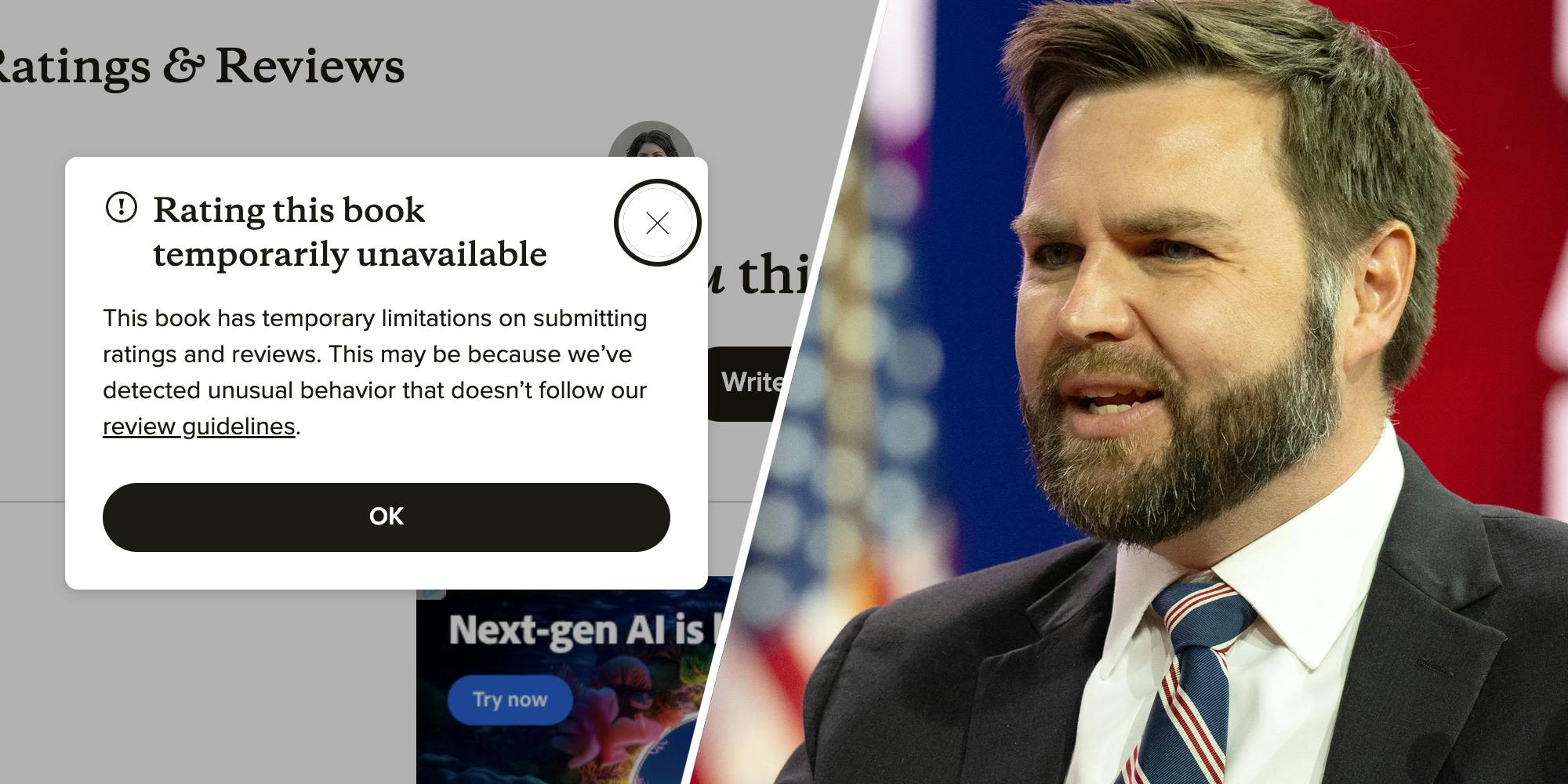 Goodreads won't let users review 'Hillbilly Elegy' in wake of J.D. Vance VP news