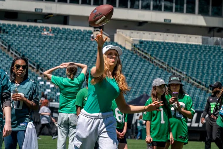 Inside the Eagles’ Women’s Football Festival, featuring Jalen Hurts, Mike Quick, and a whole lot of fans