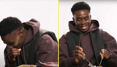 Bukayo Saka appears to spit out iconic English dish in funny snack challenge