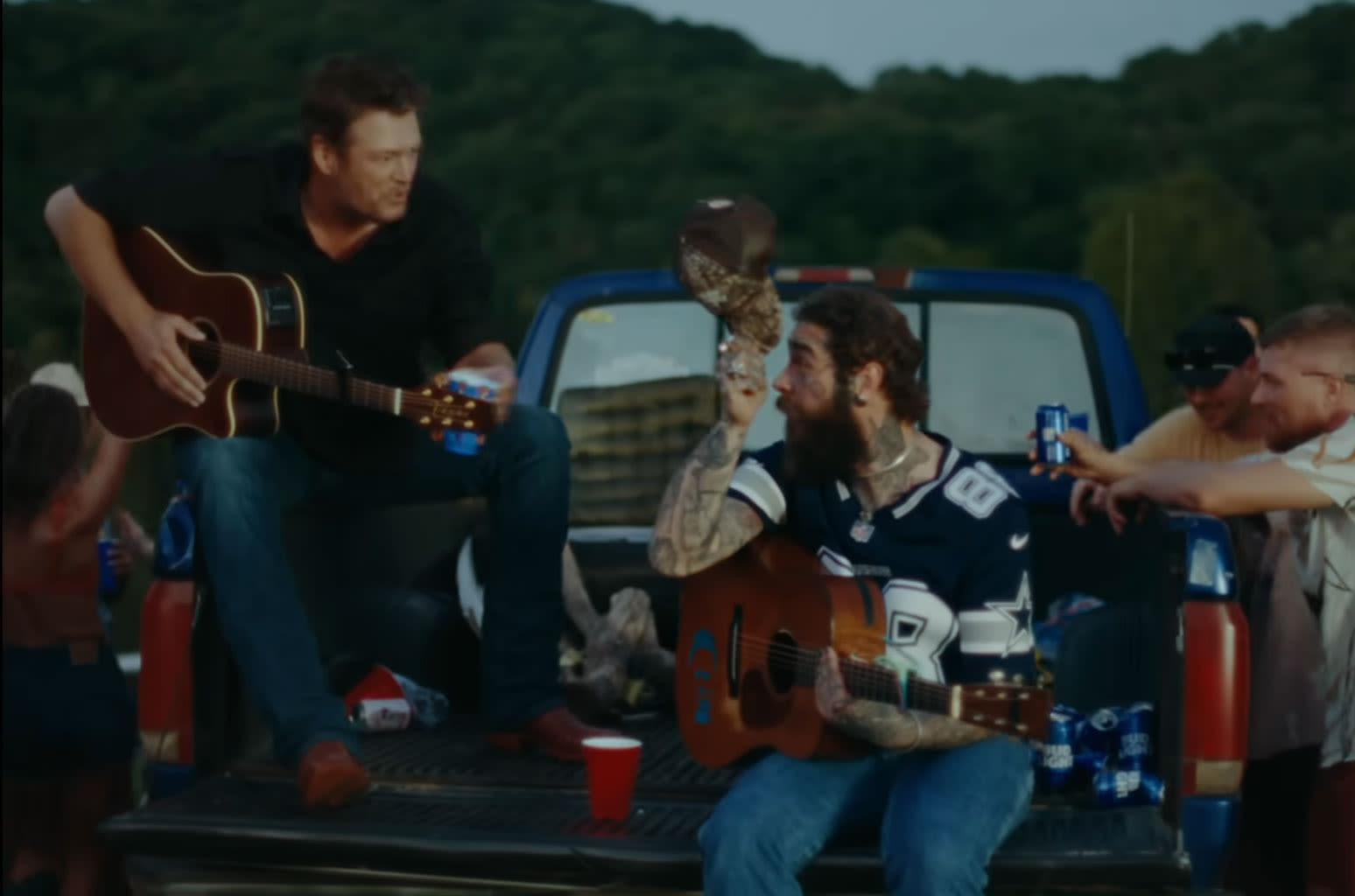 Post Malone and Blake Shelton Are Loose and Lovin’ Life in ‘Pour Me A Drink’ Behind-The-Scenes Video: Watch