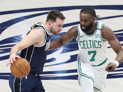 Here's what Jaylen Brown told Luka Doncic after Celtics clinched title