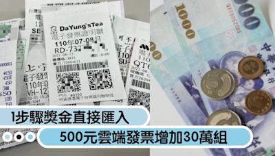 中獎小確幸加倍！500元雲端發票增加30萬組，1步驟獎金直接匯入口袋