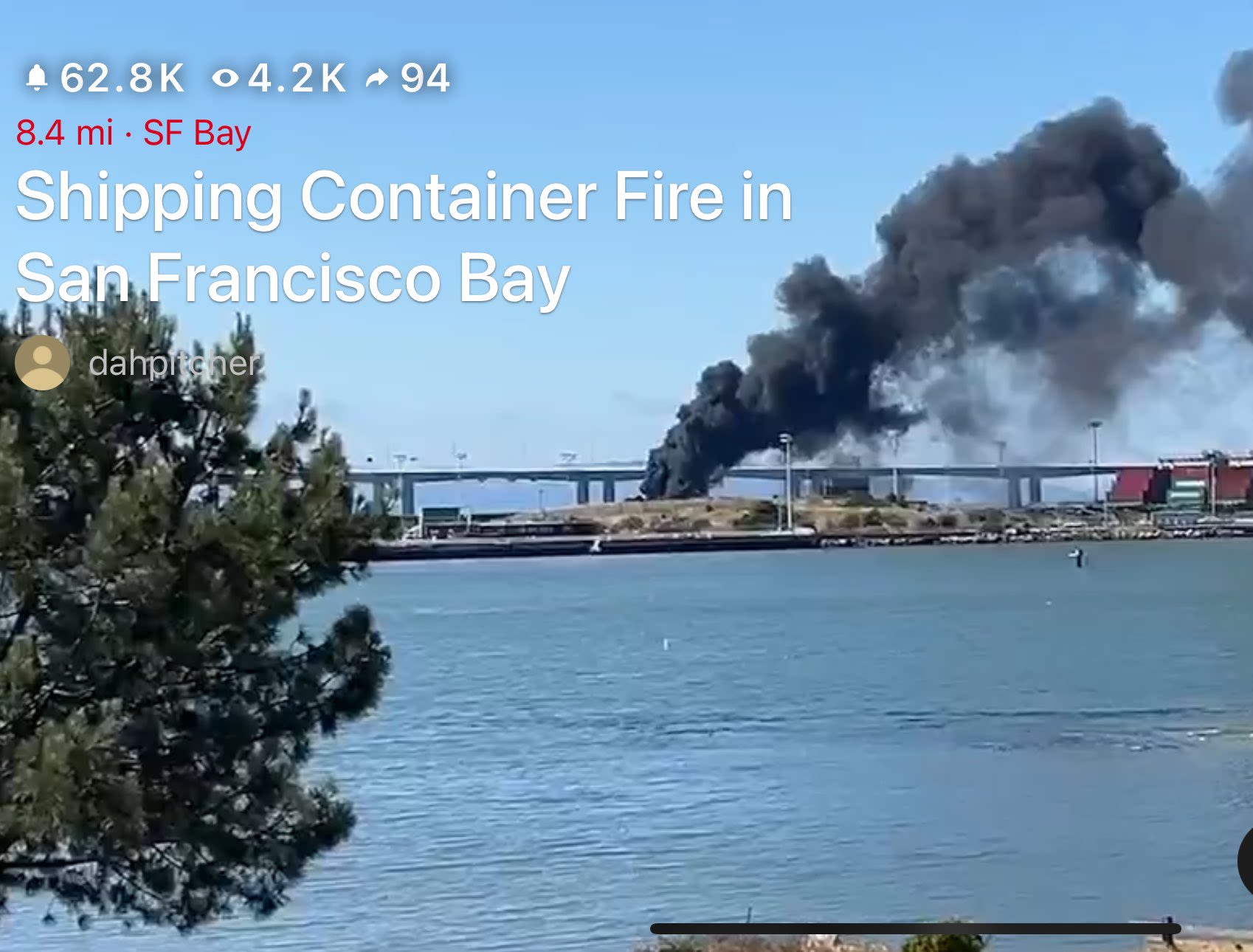 Fire at Port of Oakland sends black smoke over bay