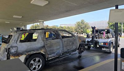 Flames erupt in Charlotte airport parking deck Saturday. 3 hurt, fire officials say.