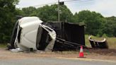 Driver runs away from crash after truck flips over in Cabarrus County, deputies say