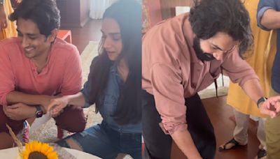 Newlyweds Aditi Rao Hydari & Siddharth Cut Sunflower Cake, Rajkummar Rao Dances As Stree 2 Becomes A Success (VIDEO)