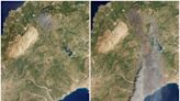 Satellite images show how wildfires spread to engulf large parts of Greek islands